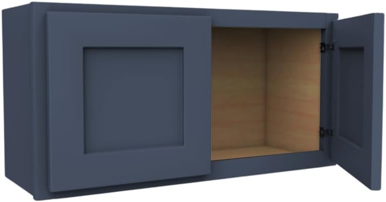 Photo 1 of ***BROKEN SEE NOTES*** W3015 Ready to Ship Cabinet Soft Edge Double Door Wall Cabinet, Kitchen Base Cabinet, Adjustable Organizer Cabinet for Kitchen, and Bedrooms, 30W x 15H x 12D inch, Blue Shaker