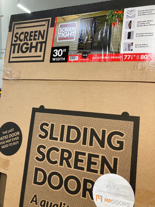 Photo 1 of Patio Screen Door, 30 in W, Sliding Screen, Aluminum, Bronze