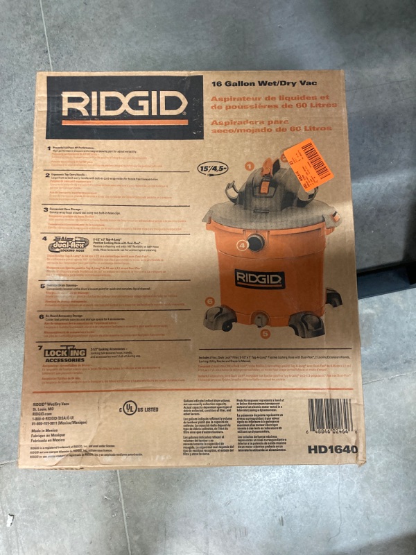 Photo 1 of 16 Gallon 5.0 Peak HP NXT Wet/Dry Shop Vacuum with Filter, Locking Hose and Accessories