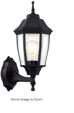 Photo 1 of 14.37 in. Black Dusk to Dawn Decorative Outdoor Wall Lantern Sconce Light