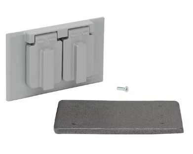 Photo 1 of 1-Gang Duplex Outlet Metallic Weatherproof Cover, Gray