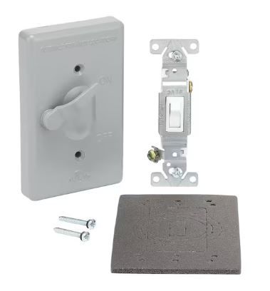 Photo 1 of 1-Gang Metallic Weatherproof Toggle Switch Cover Kit, Gray