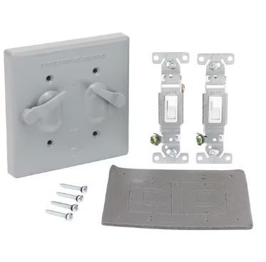 Photo 1 of 2-Gang Metallic Weatherproof Toggle Switch Cover Kit, Gray