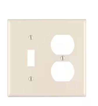 Photo 1 of 2-Gang 1-Toggle 1 Duplex Combination Wall Plate, Light Almond