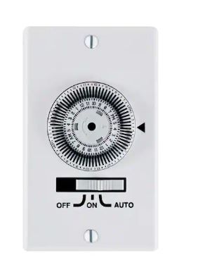 Photo 1 of 20 Amp 24-Hour Indoor In-Wall Heavy-Duty Mechanical Timer, White
