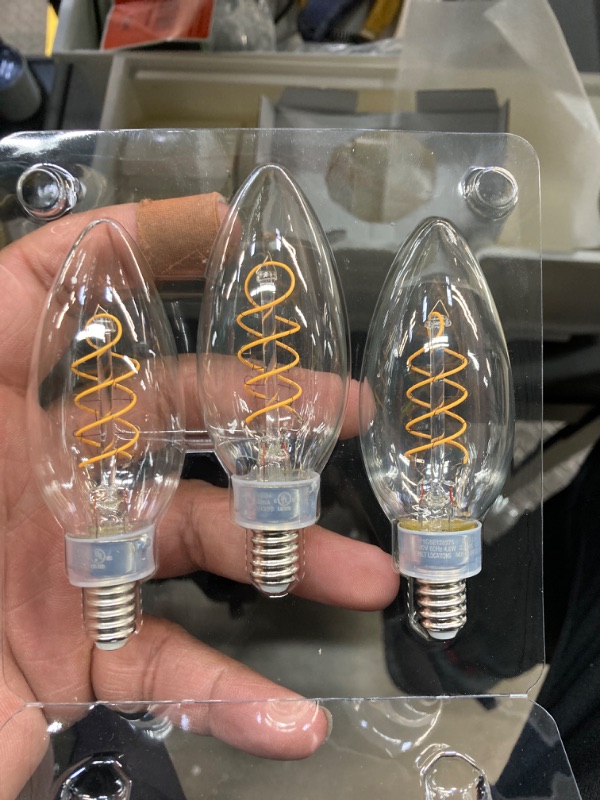 Photo 2 of 40-Watt Equivalent B11 Dimmable E12 Candelabra Fine Bendy Filament LED Vintage Edison Light Bulb Soft White (3-Pack)
