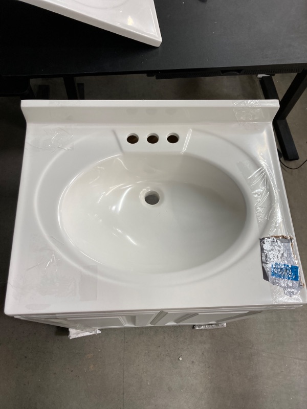 Photo 5 of 24.5 in. W x 18.63 in. D x 35.38 in. H Bath Vanity in White with Cultured Marble Vanity Top in White with White Basin