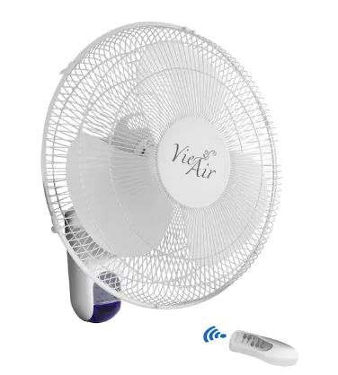 Photo 1 of 16 in. White 3 Speed Plastic Wall Fan with Remote Control
