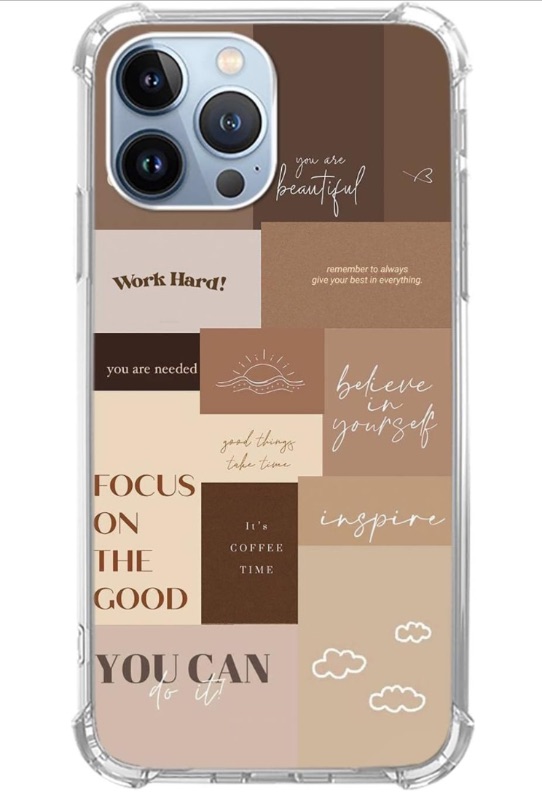 Photo 1 of Yewjog Beige Motto Collage Case Compatible with iPhone 13 Pro Max, Indie Aesthetics Motto Collage Trendy Cool Teen Girl Boy Case,Unique Soft TPU Bumper Case for iPhone 13 Pro Max