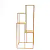 Photo 1 of 39.37 in. Tall Indoor/Outdoor Gold Metal Plant Stand (4-Tiered)