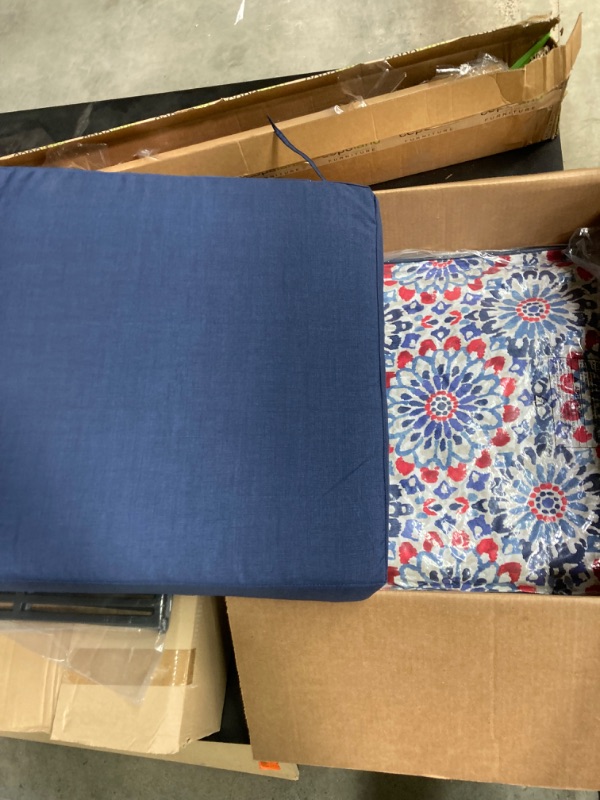 Photo 1 of 24 in. x 24 in. 2-Piece Deep Seating Outdoor Lounge Chair Cushion in Clark Blue
