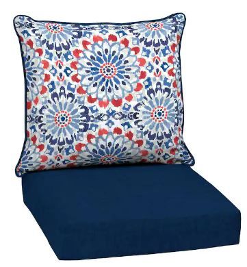 Photo 1 of 24 in. x 24 in. 2-Piece Deep Seating Outdoor Lounge Chair Cushion in Clark Blue
