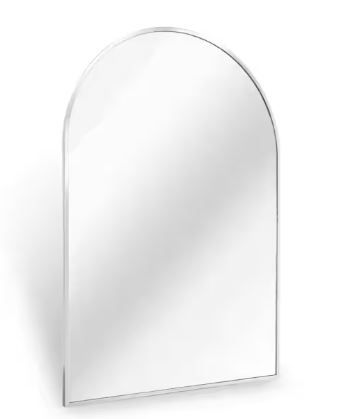 Photo 1 of 20 in. W x 30 in. H Arched Aluminium Framed Wall Bathroom Vanity Mirror in Silver
