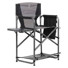 Photo 1 of EVER ADVANCED Tall Directors Chair with Cup Holder 31", Bar Height Folding Chair for Camping, Sports with Carry Bag, Mesh Pockets and Footrest, Heavy Duty 300 lbs, Black