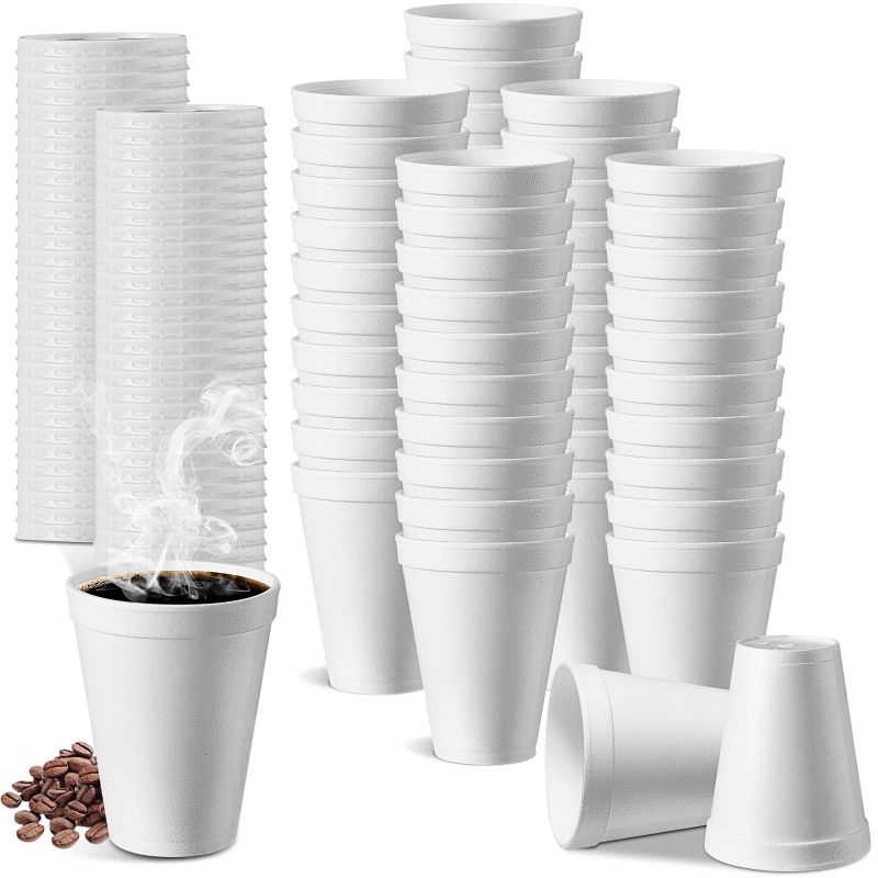 Photo 1 of 150 Pcs 16 oz Disposable Foam Cups with Lids Tea Coffee Foam Cups for Hot and Cold Tea Coffee Beverages Soup