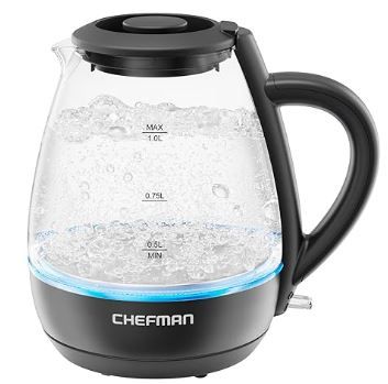 Photo 1 of Chefman 1L Electric Tea Kettle with LED Lights, Automatic Shut Off, Removable Lid, Boil-Dry Protection, Hot Water Electric Kettle Water Boiler, Electric Kettles for Boiling Water
