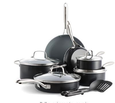 Photo 1 of GreenPan Swift Healthy Ceramic Nonstick, 12 Piece Cookware Pots and Pans Set, Stainless Steel Handles, PFAS-Free, Dishwasher Safe, Oven Safe, Black
