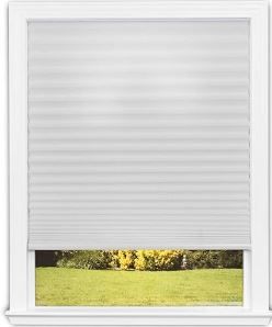 Photo 1 of Redi Shade No Tools Easy Lift Trim-at-Home Cordless Pleated Light Filtering Fabric Shade White, 60 in x 64 in, (Fits windows 43 in - 60 in)
