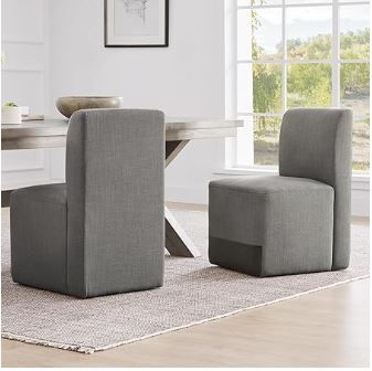 Photo 1 of CHITA Dining Chairs with Casters Set of 2, Upholstered Armless Modern Rolling Dining Chairs with Rollers for Bedroom Reading Room Living Room, Grey