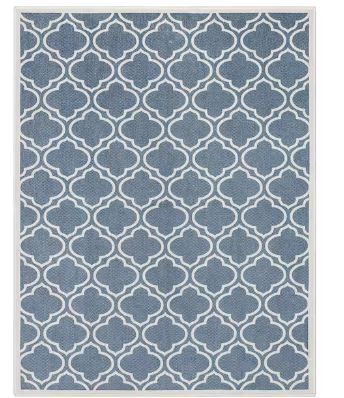 Photo 1 of Apollo Lattice Moroccan Trellis Blue Grey 3 ft. 3 in. x 5 ft. Machine Washable Area Rug
