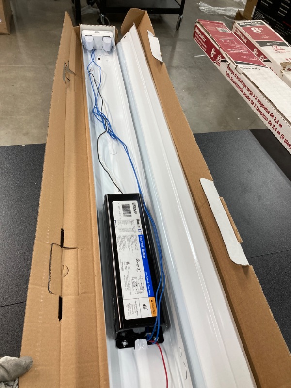 Photo 3 of 2-Light 8 ft. White Fluorescent Strip Light with 2 T12 Light Sockets