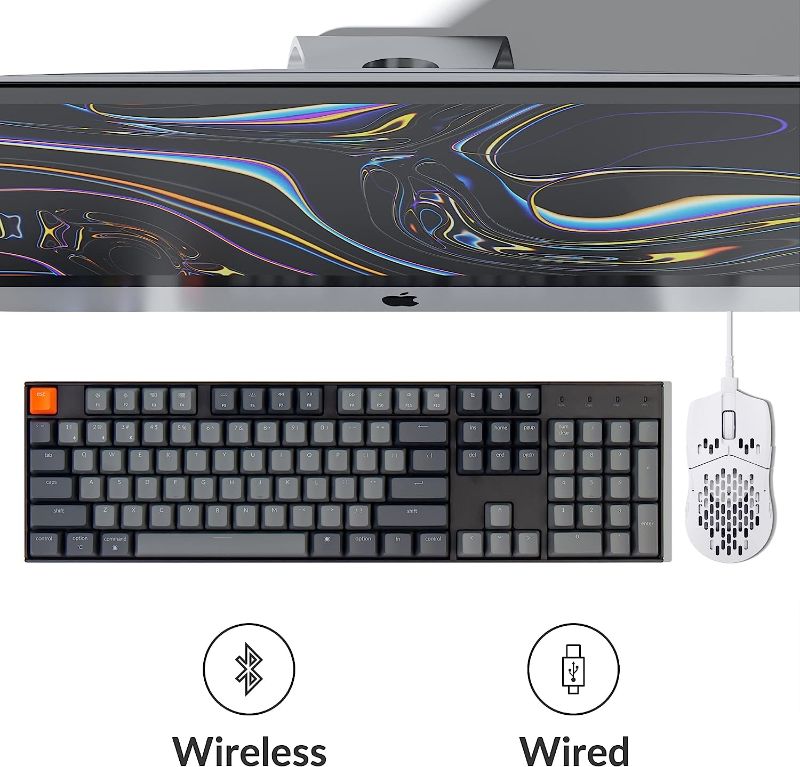 Photo 1 of Keychron K10 Full Size 104 Keys Bluetooth Wireless Mechanical Gaming Keyboard for Mac Windows with Gateron G Pro Brown Switch, Multitasking/White LED Backlight/USB C Wired Computer Keyboard