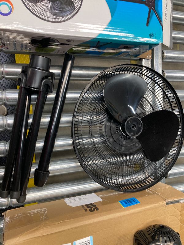 Photo 4 of ***BROKEN FAN BLADE, USE FOR PARTS*** Comfort Zone CZST161BTEBK 16” Oscillating Pedestal Fan, 3-speed Options, 90-Degree Oscillating Head, Adjustable Height and Tilt, Powerful Air Flow, Black