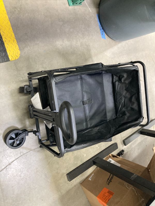 Photo 2 of ***ONE WHEEL DAMAGED*** KOMSURF Foldable Utility Wagons Heavy Duty Folding Cart, 200 lbs Capacity with Side Pockets for Garden, Shopping and Beach Outdoor Use