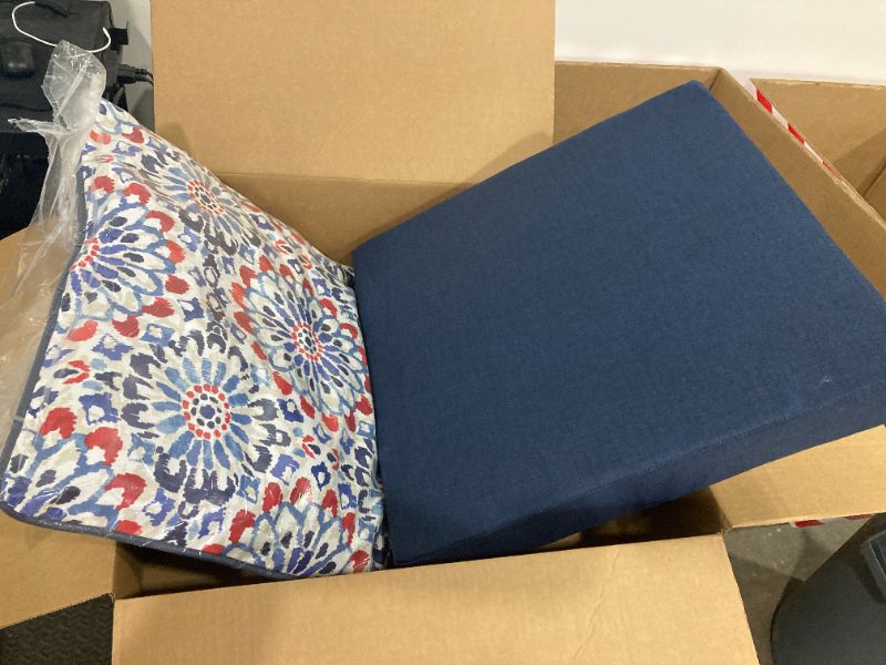 Photo 1 of 22 in. x 24 in. 2-Piece Deep Seating Outdoor Lounge Chair Cushion in Clark Blue
