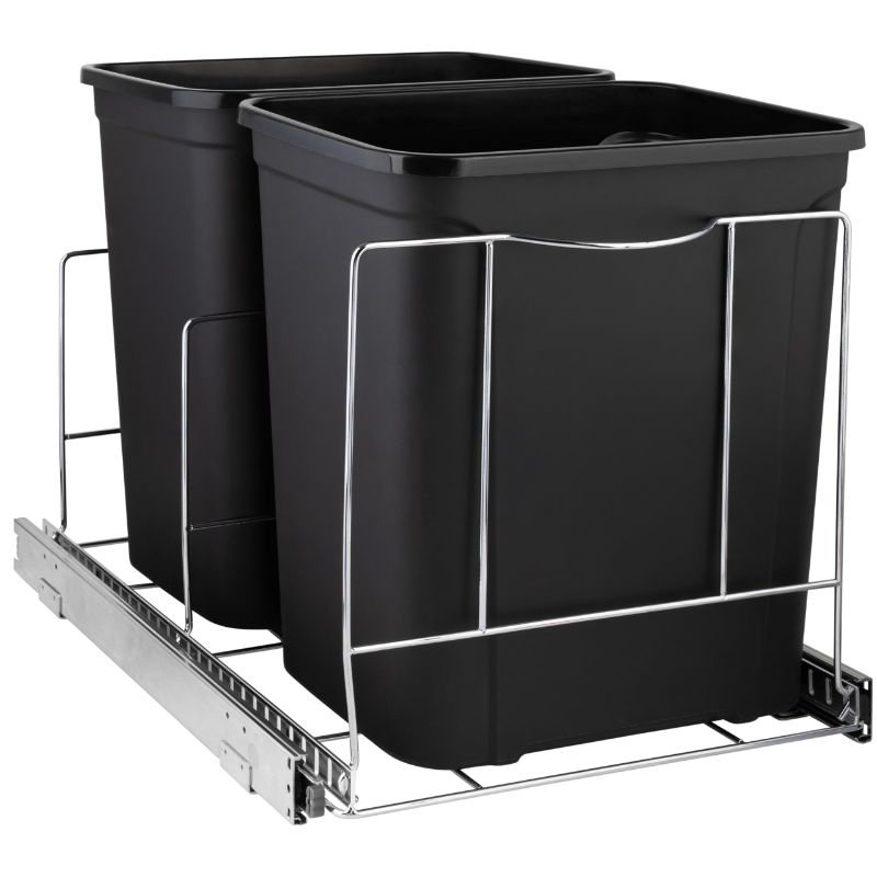 Photo 1 of Hold N' Storage Pull Out Double Trash Can Under Cabinet – Heavy Duty Metal Sliding System with Lifetime Limited Warranty, Adjustable -Cans Not Included- Requires a 17¾” W Cabinet Opening Double - 17 ¾”W x 21¼”D (Can Not Included)