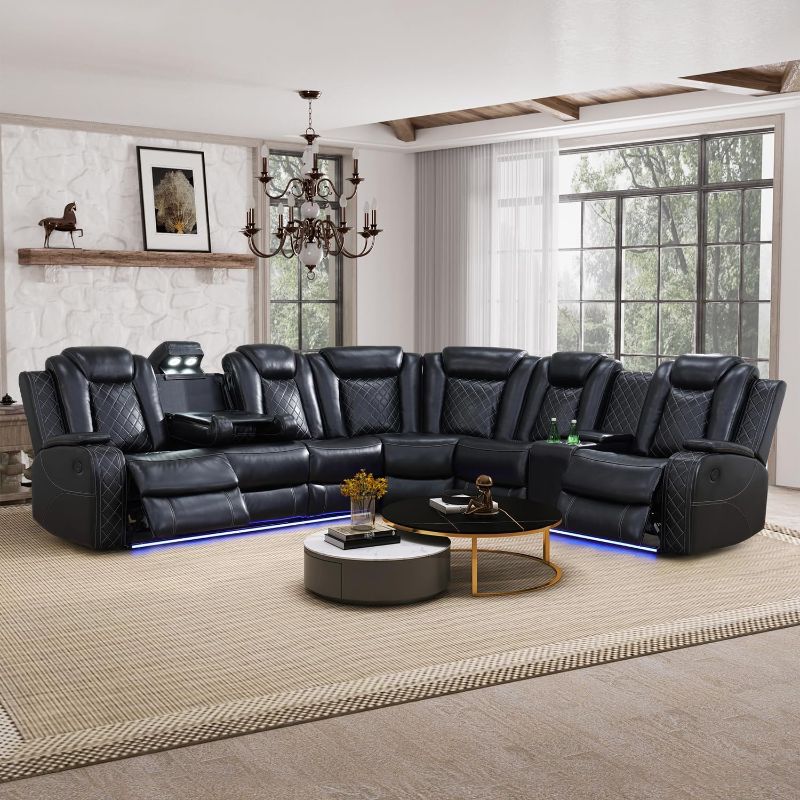 Photo 1 of *****PARTIAL SET,NOT THE FULL COUCH****GEBADOL Power Reclining Sectional Sofa, Living Room Furniture Set with USB Chargers and Storage Console, Leather Recliner Sofa for Living