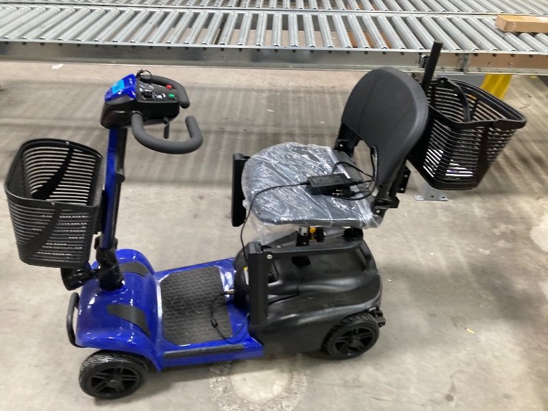 Photo 1 of **PARTS ONLY**SACVON 4 Wheels Mobility Scooter with Cane Holder for Seniors, Electric Folding Wheelchair Device for Travel, Blue