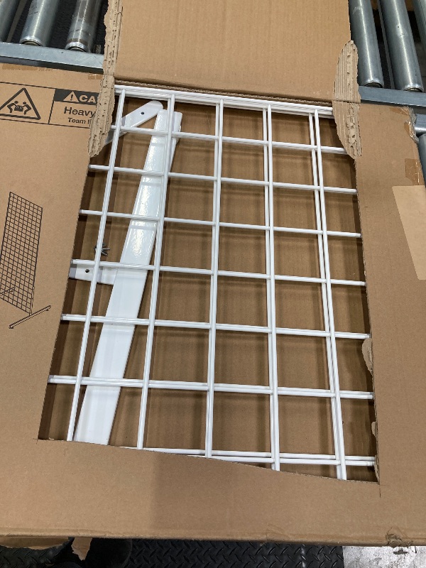 Photo 1 of NEESEEYEE 2' x 6' Grid Wall Panel Floorstanding Display Fixture with Deluxe T-Style Base, White. Two-Pack Combo.