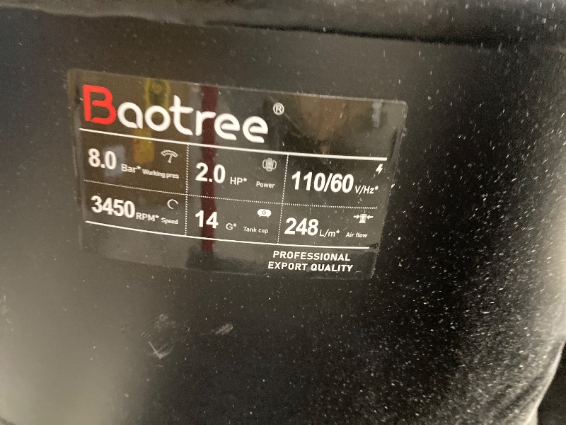 Photo 1 of **NO BOX**14 Gallon Ultra Quiet Air Compressor with Two Quick Couplers, 2HP 8.75 CFM, Max 115 PSI Pressure Oil-Free Air Compressor Tank, 70dB Quiet Compressor for Auto Repair, Tire Inflation