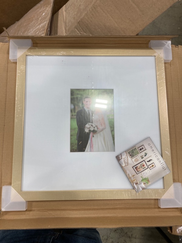 Photo 2 of 14x14 Gold Wedding Signature Picture Frame - Use as 5x7 Picture Frame with Mat or 14x14 Frame without Mat - Wedding Picture Frame with Shatter Resistant Cove