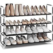 Photo 1 of 4-Tier Shoe Rack with Shelves for Closet Entryway, Black ULSH054B01, 11” x 38.8” x 29.5” inches