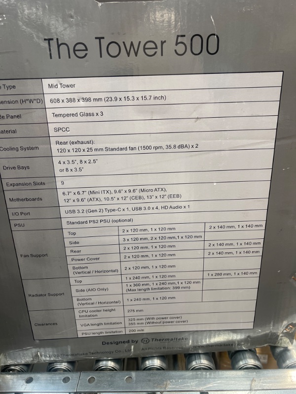 Photo 2 of * part only damage * Thermaltake Tower 500 Vertical Mid-Tower Computer Chassis Supports E-ATX CA-1X1-00M1WN-00