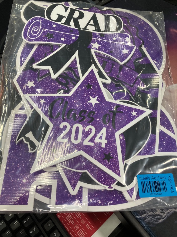 Photo 2 of 2024 Graduation Yard Sign Stakes Decorations - Congrats Grad Class of 2024 Outdoor Lawn Decor - High School College Grad Graduation Party Decoration Supplies(Purple)