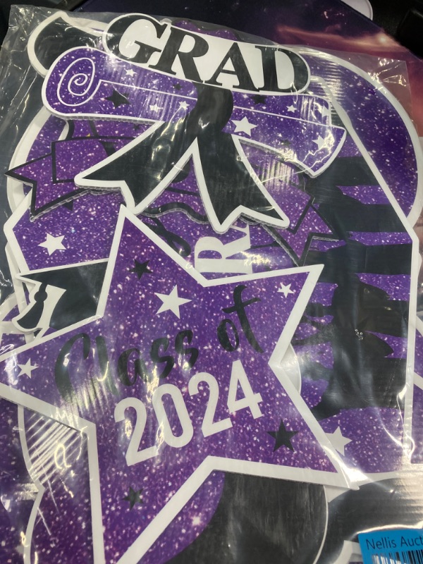 Photo 2 of 2024 Graduation Yard Sign Stakes Decorations - Congrats Grad Class of 2024 Outdoor Lawn Decor - High School College Grad Graduation Party Decoration Supplies(Purple)