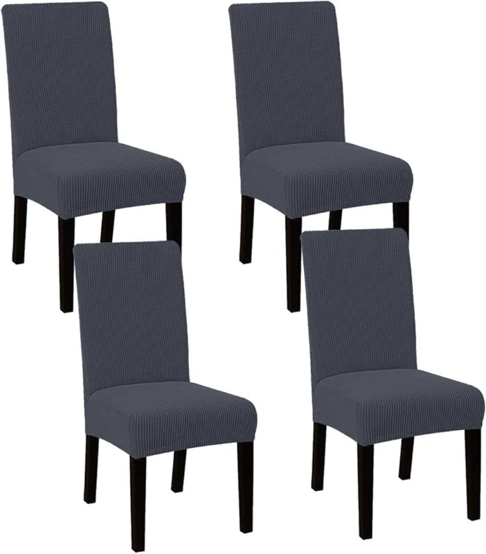 Photo 1 of JININQ Dining Room Chair Covers,Stretch Parsons Chair Slipcovers for Kitchen, Hotel, Ceremony,Polyester Removable Washable Chair Seat Covers Set (4, Dark Grey)
