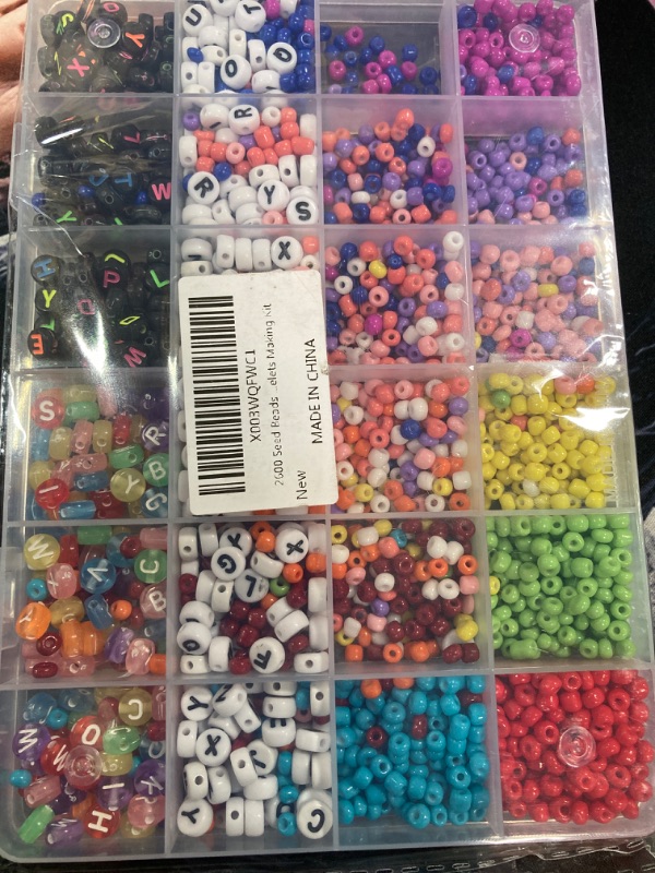 Photo 2 of *** SIMILAR *** 2600pcs Beads for Bracelet Making Kit-1400pcs 7 Style Letter Beads with 500pcs Pony Beads 500Pcs Clay Beads for Friendship Bracelet Making Kit, Jewelry Making Kit Name Personalized Bracelets
