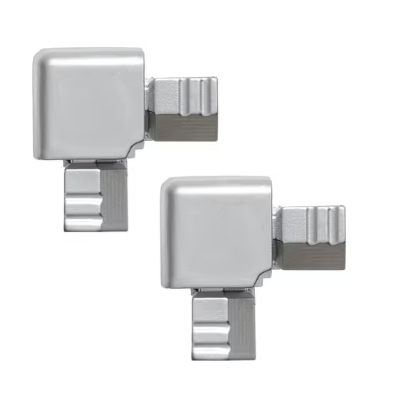 Photo 1 of Satin Silver 3/8 in. Square Shape Outside Corner Tile Edging Trim, 2 Pack
