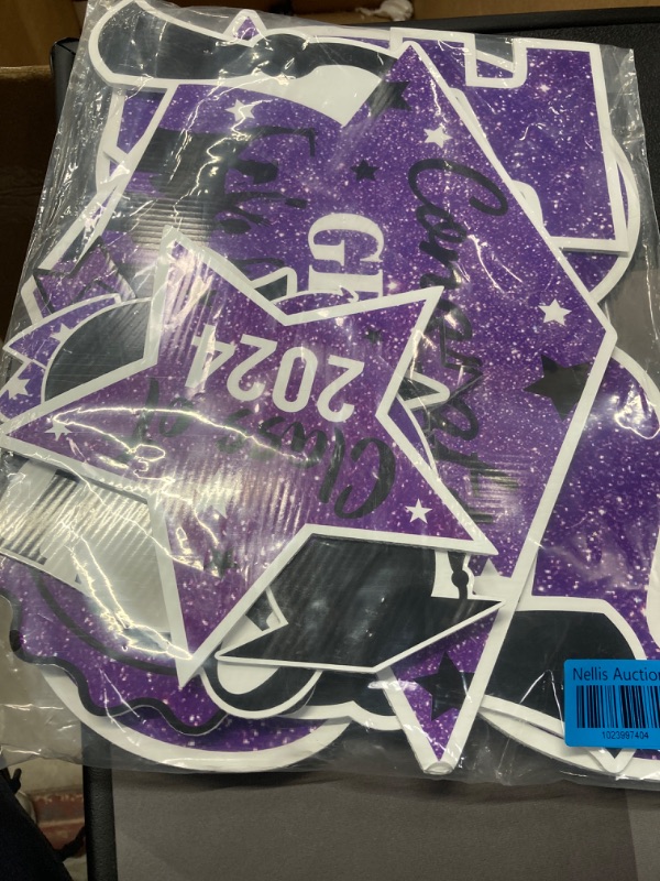 Photo 2 of 2024 Graduation Yard Sign Stakes Decorations - Congrats Grad Class of 2024 Outdoor Lawn Decor - High School College Grad Graduation Party Decoration Supplies(Purple)