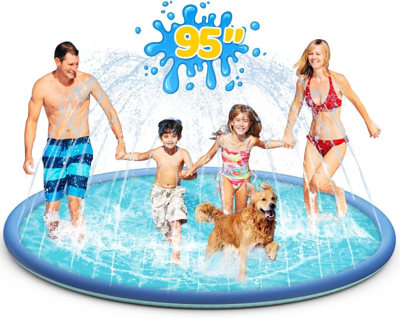 Photo 1 of 
Splash Pad, 95" Non-Slip Sprinkler Pad, Upgraded Extra Large Thicken Splash Pad Pool Summer Outdoor Water Toys Fun Backyard Party for Kids, Dogs, Boys,...