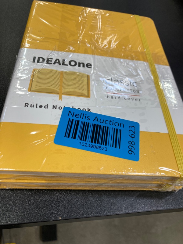 Photo 2 of **2 Pack** IDEALOne Classic Hardcover Lined Notebook Journal – Work, Home, School, 5.7 x 8 inches,7mm wide college ruled, 160 Pages, 100GSM, Elastic Band, Ribbon Bookmark, Mustard Yellow Mustard Yellow Single