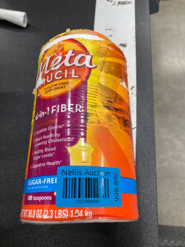 Photo 2 of **New Item , Packaging is a little dirty** Metamucil 4 in 1 Daily Fiber Supplement Powder, Fiber Powder for Digestive Health and Regularity*, Sugar-Free, Orange, Naturally Sourced Psyllium Fiber, 180 teaspoons 180 Servings (Pack of 1) Sugar Free 180 count