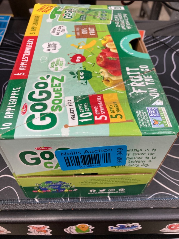 Photo 2 of GoGo squeeZ Fruit on the Go Variety Pack, Apple, Banana & Strawberry, 3.2 oz (Pack of 20), Unsweetened Snacks for Kids, Gluten Free, Nut and Dairy Free, Recloseable Cap, BPA Free Pouches Apple Banana Strawberry 3.2 Ounce (Pack of 20)