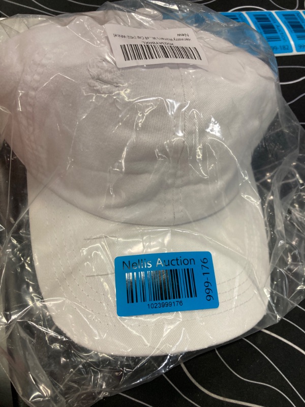 Photo 1 of Henwarry Women's Washed Distressed Cotton Denim High Ponytail Hat Adjustable Baseball Cap (H02-White)