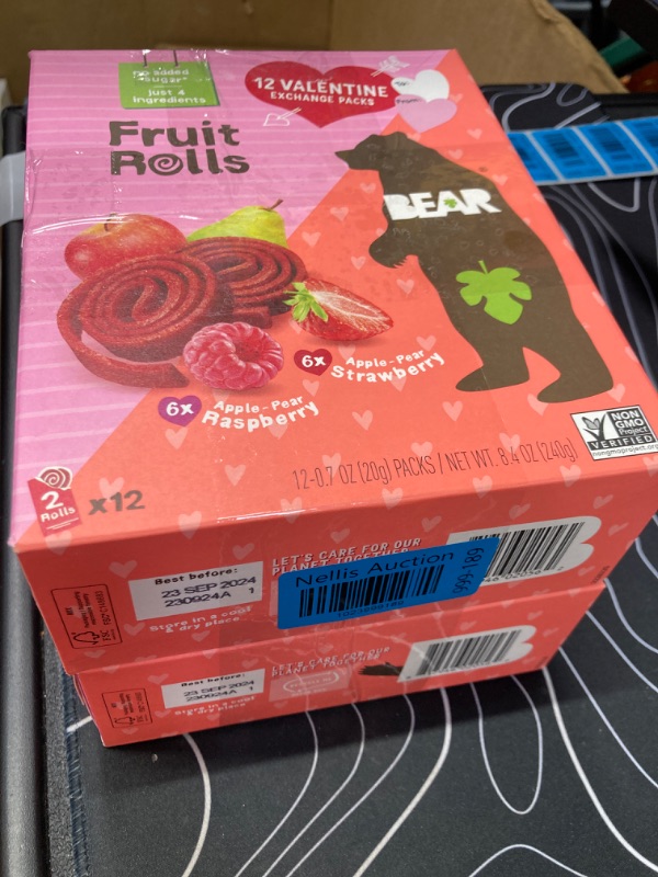 Photo 2 of **2 Pack** Bear Valentines Day Strawberry and Raspberry Fruit Rolls Variety Pack