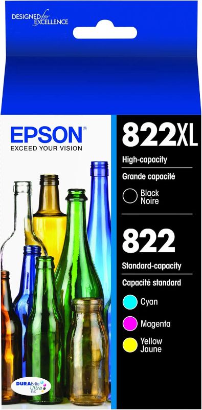 Photo 1 of Epson T822 DURABrite Ultra -Ink Standard Capacity Black & Color & T822 DURABrite Ultra Ink High Capacity Black & Standard Color Cartridge Combo Pack (T822XL-BCS)